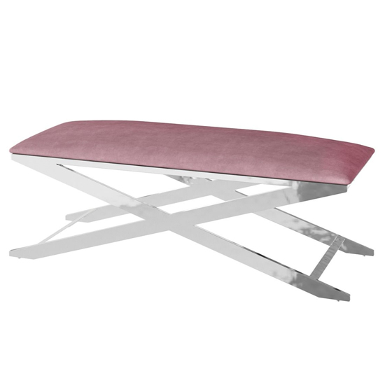 Product photograph of Verwood Velvet Fabric Dining Bench In Pink from Furniture in Fashion