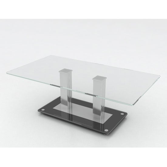 Product photograph of Verve Glass Coffee Table In Clear With Stainless Steel Base from Furniture in Fashion