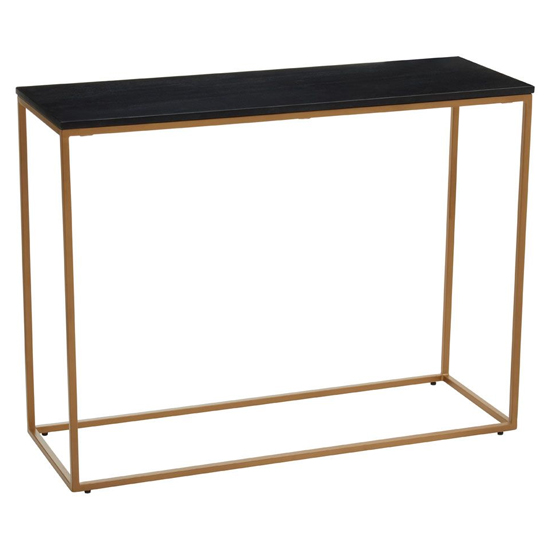Read more about Viano rectangular black marble console table with gold base