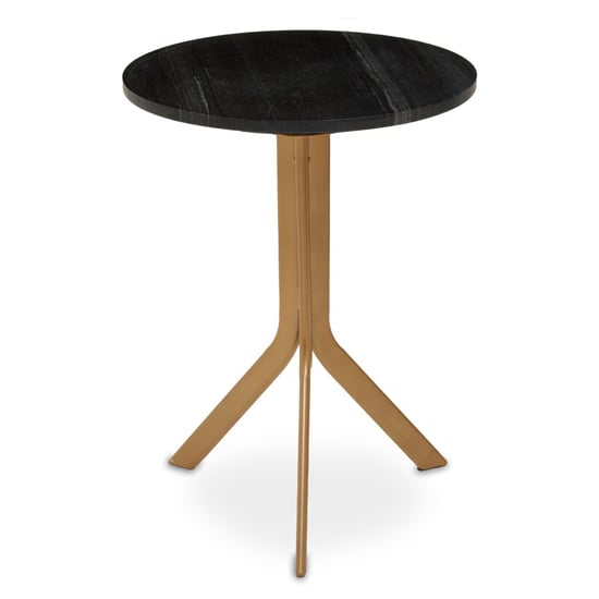 Product photograph of Viano Round Black Marble Side Table With Gold Base from Furniture in Fashion