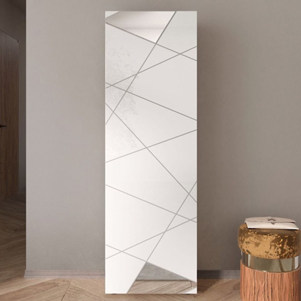 Read more about Victoria mirrored high gloss coat hanger cabinet in white