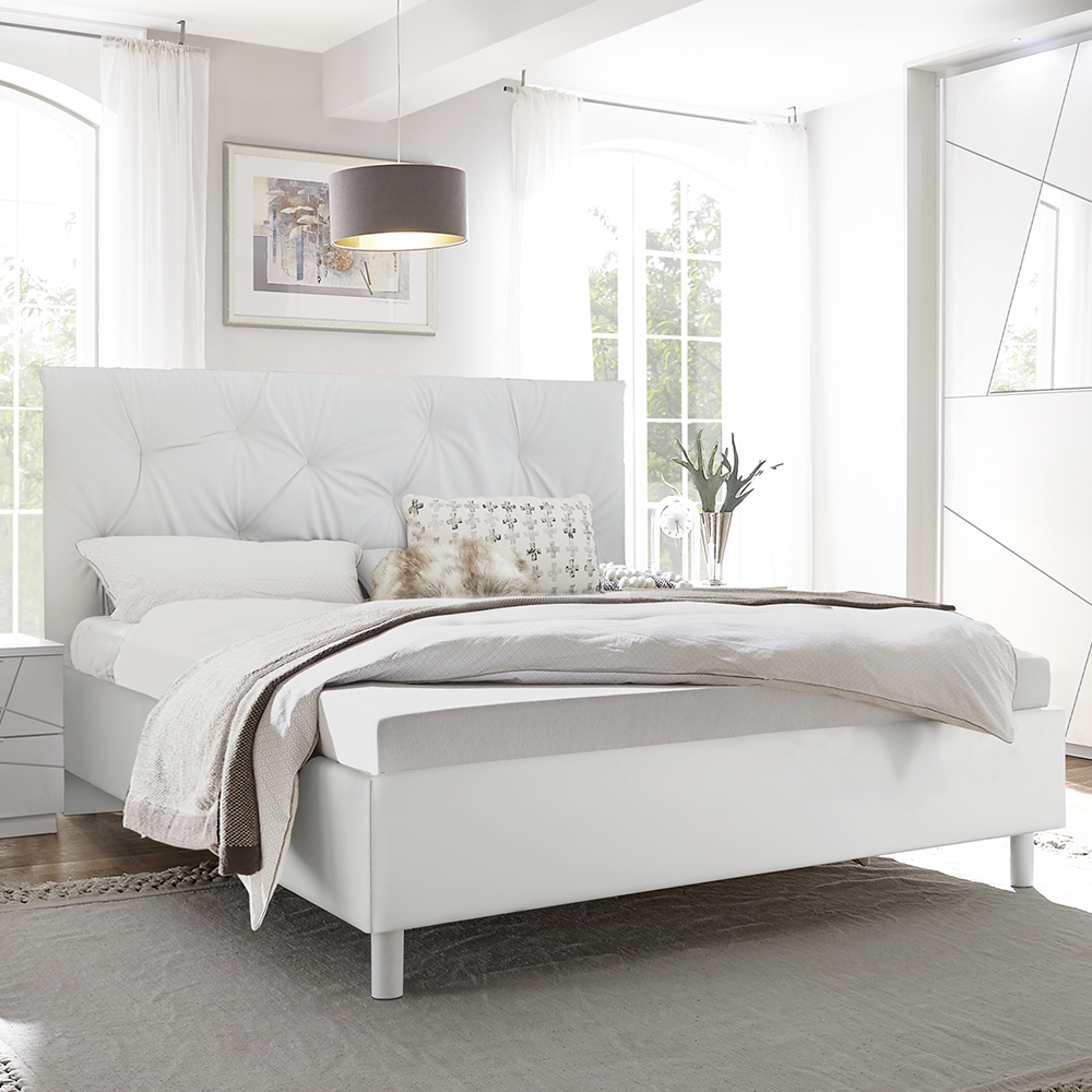 Read more about Victoria fabric king size bed in matt white