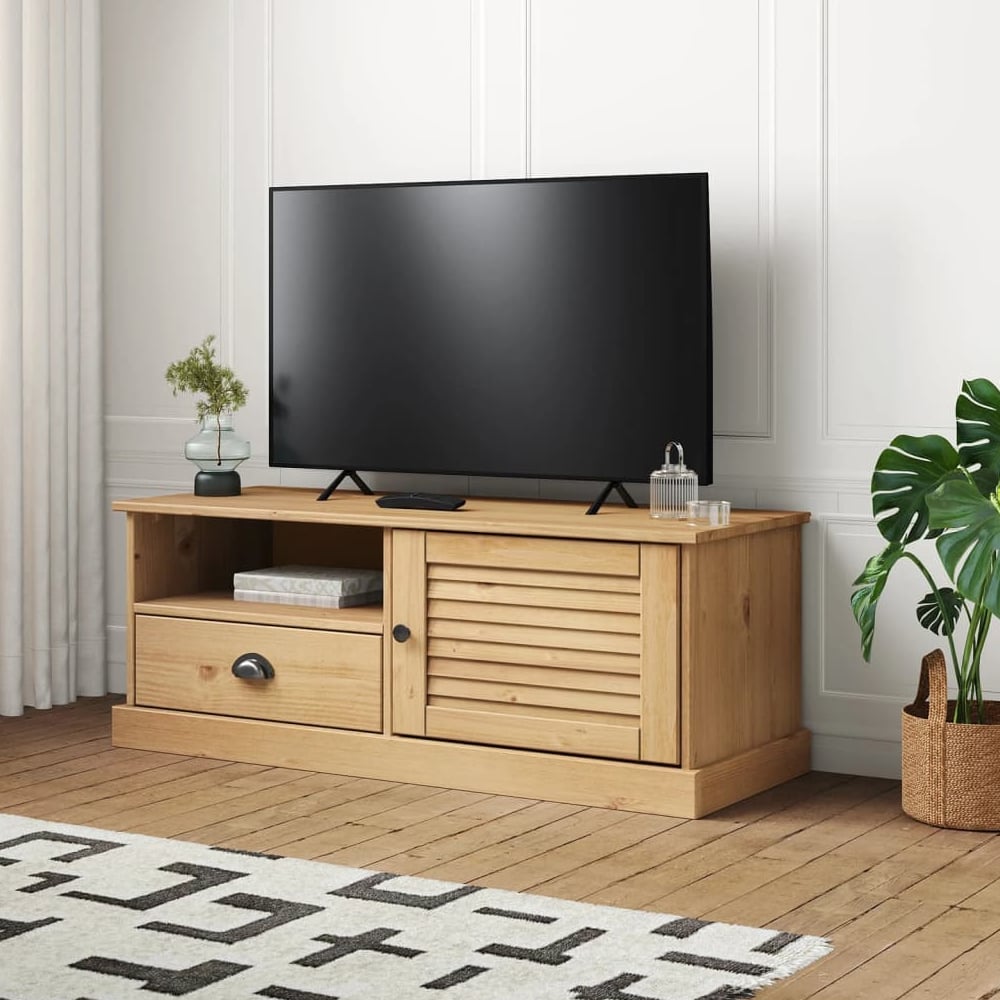 Vidor Wooden TV Stand With 1 Door 1 Drawer In Brown