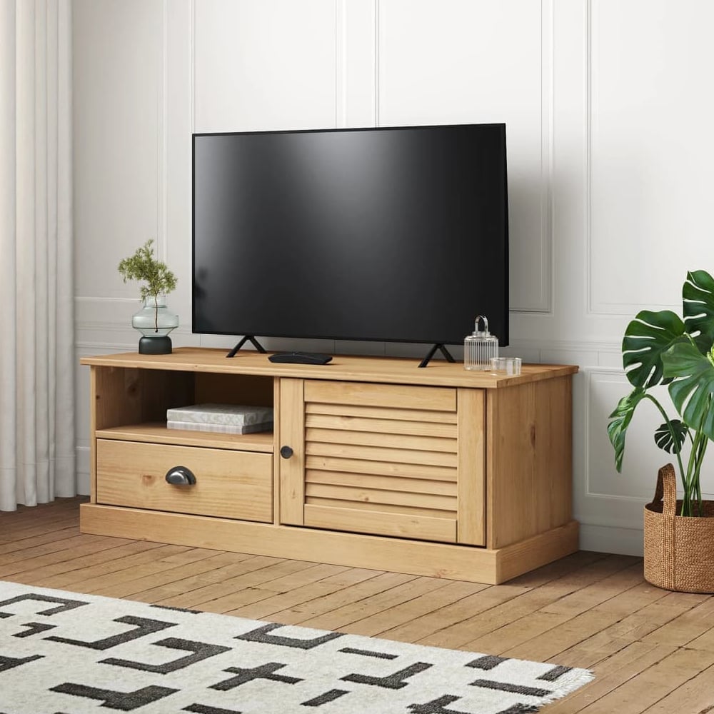 Product photograph of Vidor Wooden Tv Stand With 1 Door 1 Drawer In Brown from Furniture in Fashion