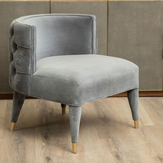 Photo of Vigap upholstered velvet bedroom chair in grey