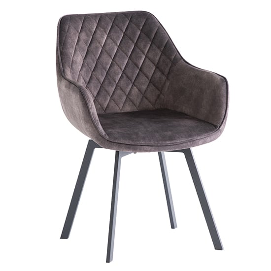 Product photograph of Viha Swivel Velvet Dining Chair In Graphite from Furniture in Fashion