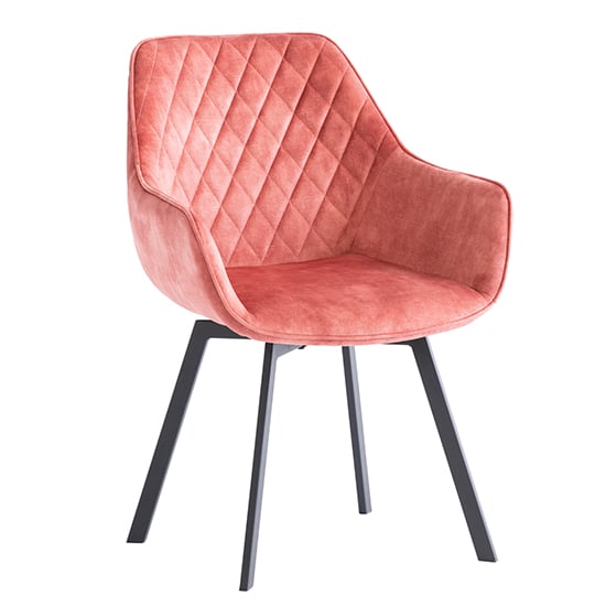 Product photograph of Viha Swivel Velvet Dining Chair In Pink from Furniture in Fashion