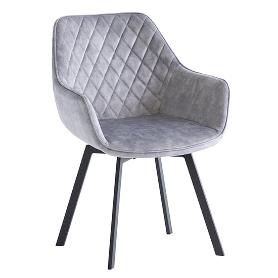 Product photograph of Viha Swivel Velvet Dining Chair In Silver from Furniture in Fashion
