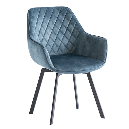 Product photograph of Viha Swivel Velvet Dining Chair In Teal from Furniture in Fashion