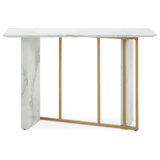 Read more about Vilest wooden console table in white marble effect