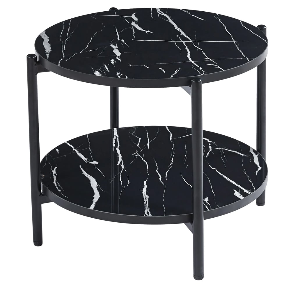 vilna large gloss black marble effect coffee table with black frame