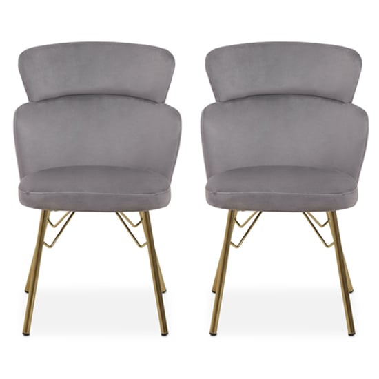 Product photograph of Vinita Upholstered Grey Velvet Bedroom Chairs In A Pair from Furniture in Fashion