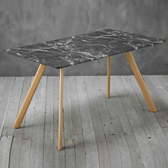 Product photograph of Vinos Wooden Dining Table In Black Marble Effect from Furniture in Fashion