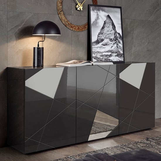 Read more about Viro high gloss 3 doors sideboard in anthracite