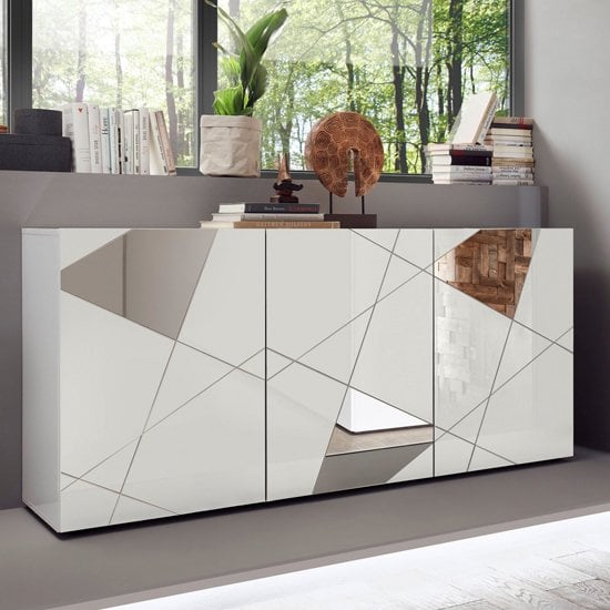 Read more about Viro high gloss 3 doors sideboard in white