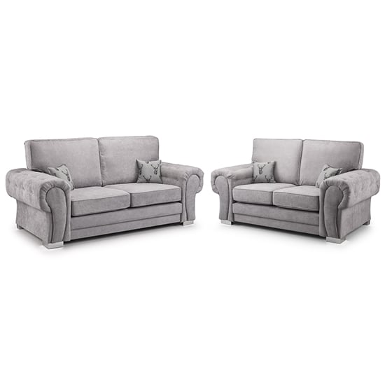 Product photograph of Virto Fullback Fabric 3 Seater 2 Seater Sofa In Silver Grey from Furniture in Fashion