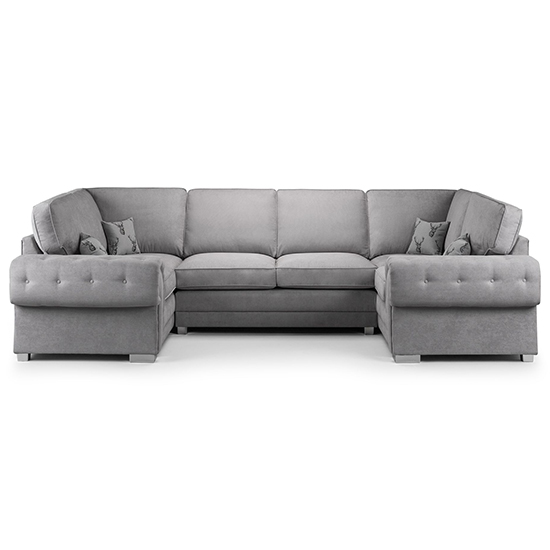 Read more about Virto fullback fabric u shape corner sofa in silver and grey