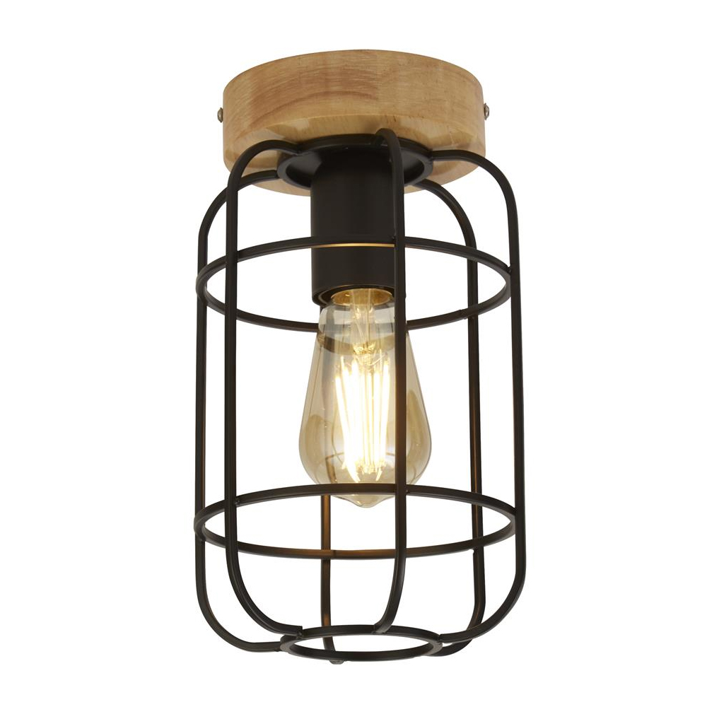 Product photograph of Vision Cage Style Ceiling Flush Light In Matt Black from Furniture in Fashion