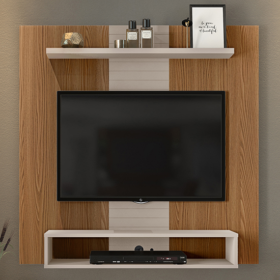 Product photograph of Vistoc Wall Entertainment Unit With Shelf In Oak And Grey from Furniture in Fashion