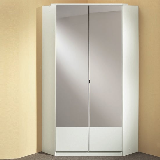 Read more about Vista mirrored corner wardrobe in white with 2 doors