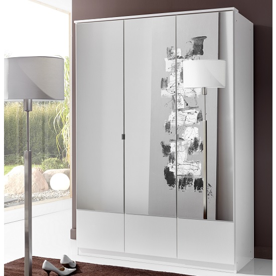 Read more about Vista modern mirrored wardrobe in white with 3 doors