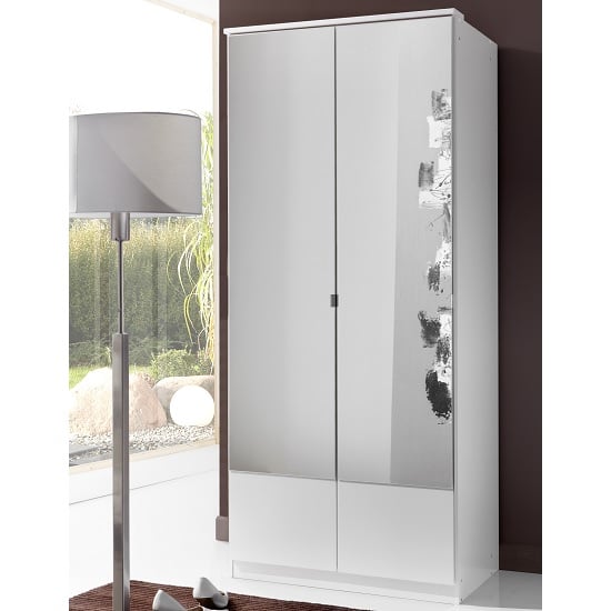 Read more about Vista contemporary mirrored wardrobe in white with 2 doors
