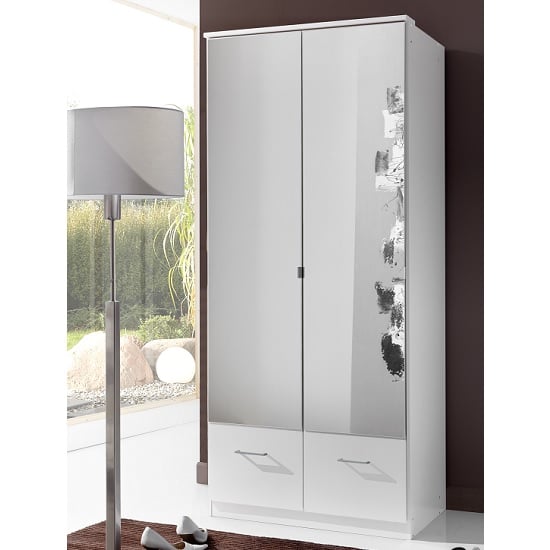 Read more about Vista mirrored wardrobe in white with 2 doors and 2 drawers