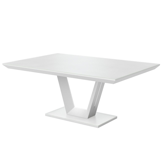 Product photograph of Vioti Glass And Wooden Dining Table In Matt White from Furniture in Fashion