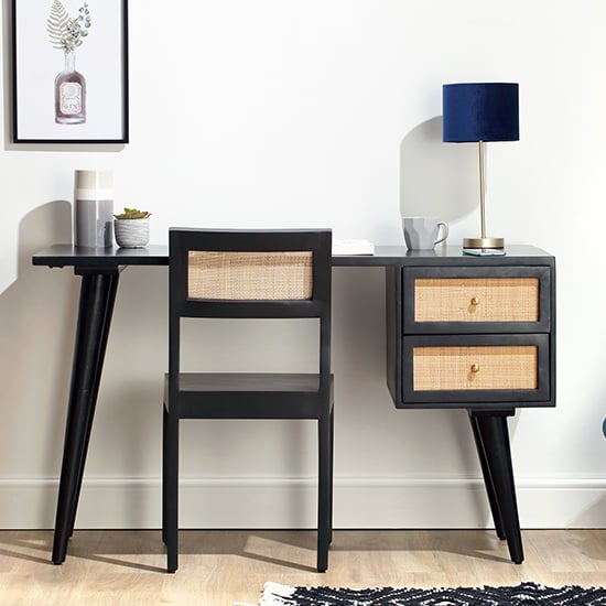 Read more about Vlore wooden computer desk with 2 drawers in black