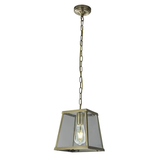 Read more about Voyager clear glass pendant light in antique brass