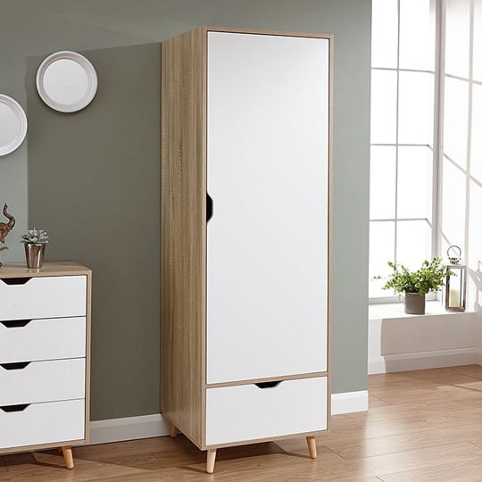 Vulpecula Wooden Wardrobe In White And Oak Furniture In Fashion