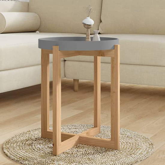 Read more about Wabana small round wooden coffee table in grey and natural