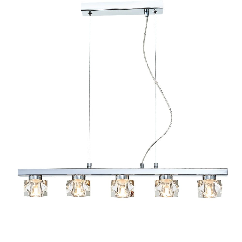 Product photograph of Wakefield 5 Light Diamond Crystal Bar Pendant Light In Chrome from Furniture in Fashion