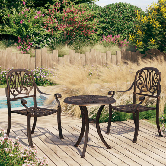 Product photograph of Waldorf Cast Aluminium 3 Piece Bistro Set In Bronze from Furniture in Fashion