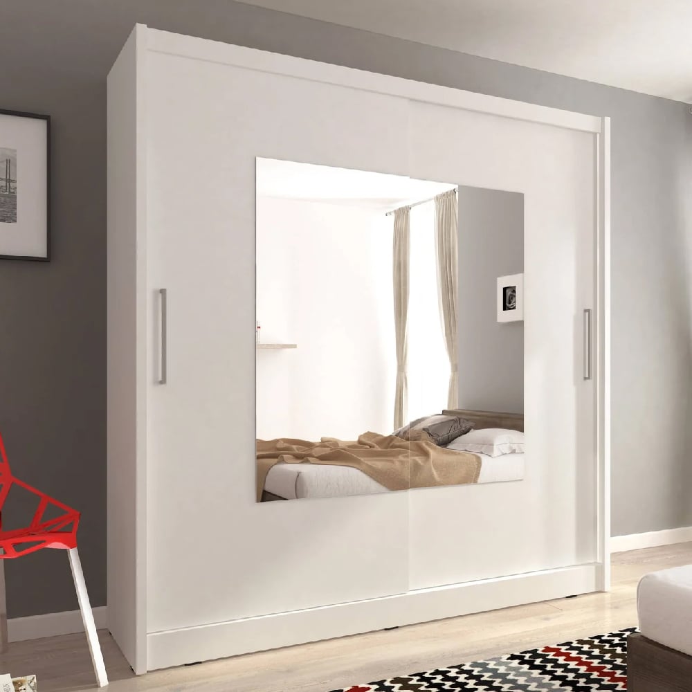 waldorf ix mirrored 180cm wardrobe 2 sliding doors in matt white