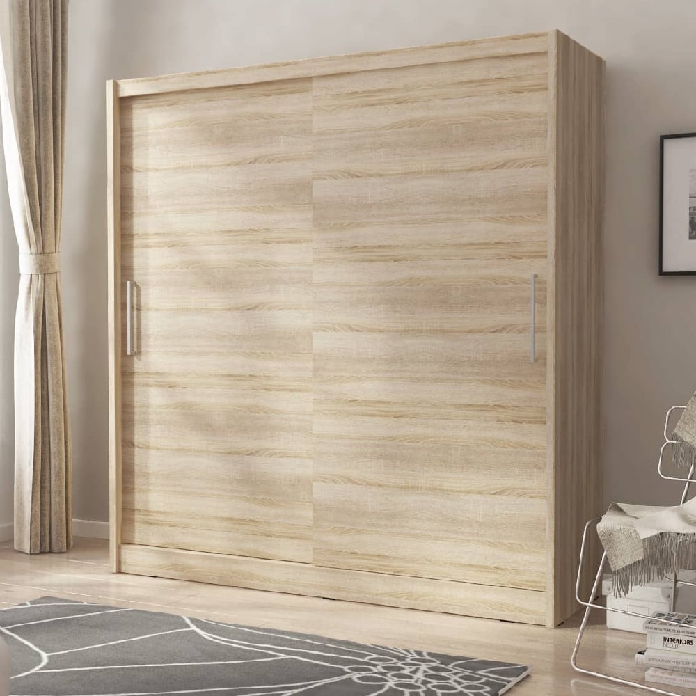 waldorf wooden large wardrobe with 2 sliding doors in sonoma oak