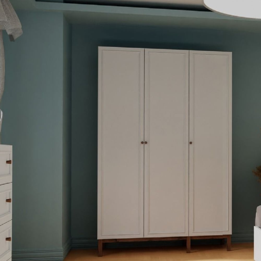 Product photograph of Waldorf Wooden Wardrobe With 3 Doors In Light Grey And Oak from Furniture in Fashion