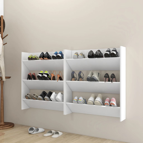 Walpi Wooden Set Of 2 Wall Shoe Storage Rack In White | Furniture in ...