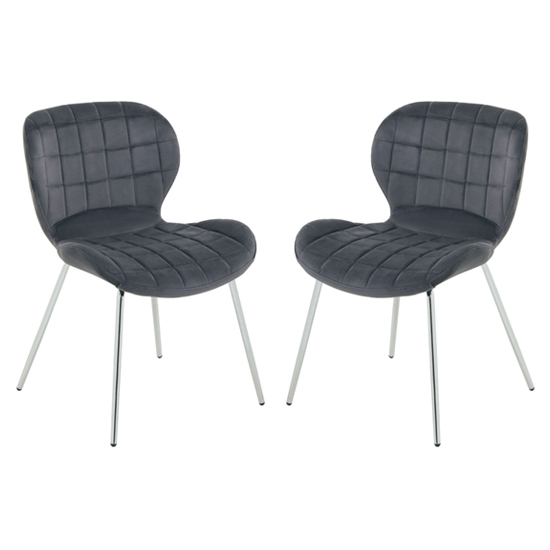 Read more about Warden grey velvet dining chairs with silver legs in a pair