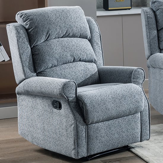 Product photograph of Warth Manual Fabric Recliner 1 Seater Sofa In Steel Blue from Furniture in Fashion