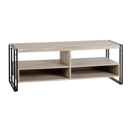 Read more about Whitlow wooden tv stand in oak with 4 shelves