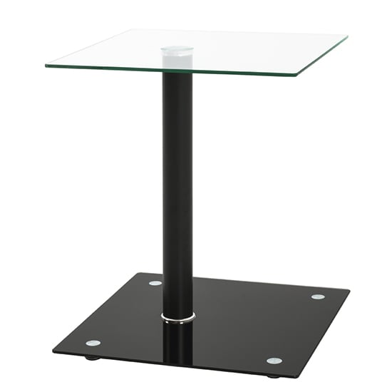 Read more about Watkins square clear glass side table with black base