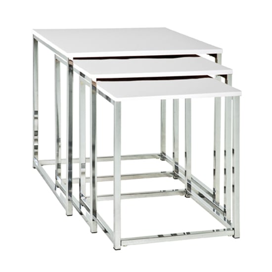 Photo of Watkins square high gloss set of 3 side tables in white