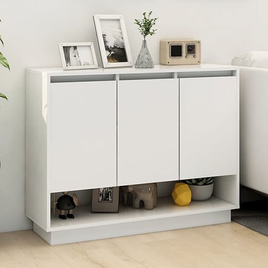 Read more about Wavery high gloss sideboard with 3 doors in white