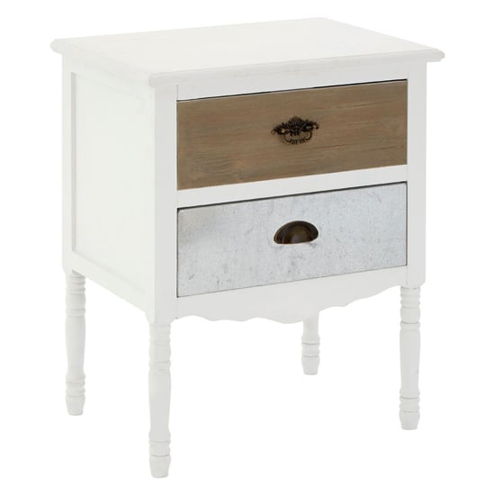 Photo of Waymore wooden bedside cabinet with 2 drawers in white
