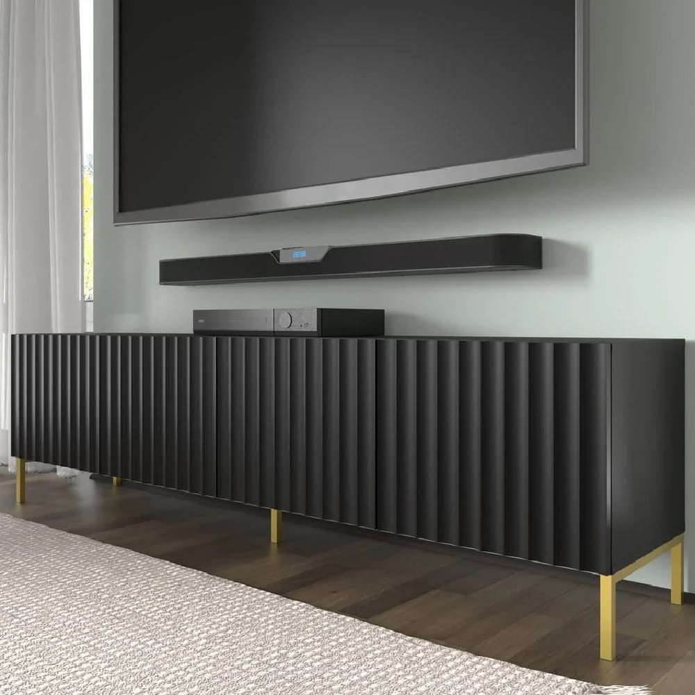 Read more about Wayne wooden tv stand with 4 doors in black