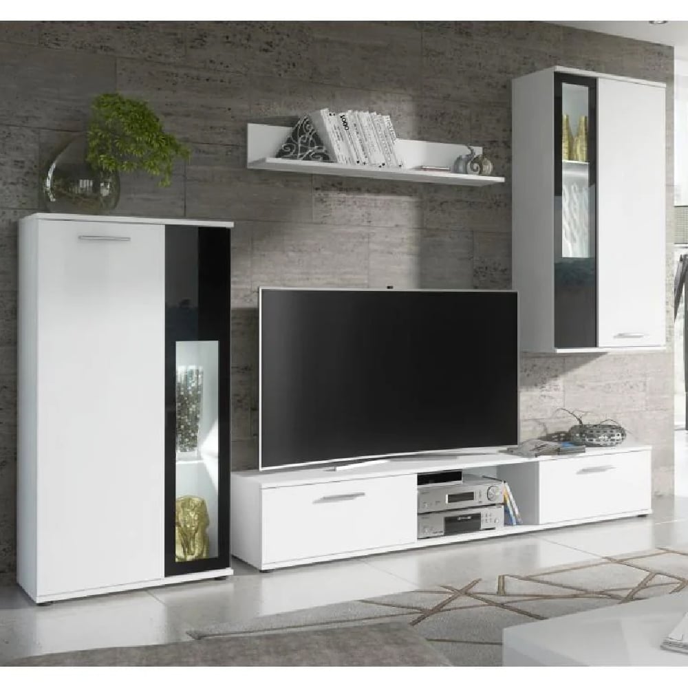 welch wooden entertainment unit in white and black