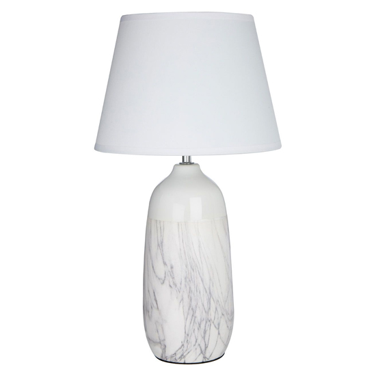 Read more about Welmon white fabric shade table lamp with grey ceramic base