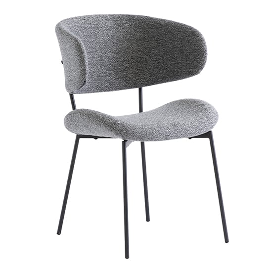 Read more about Wera fabric dining chair in dark grey with black legs