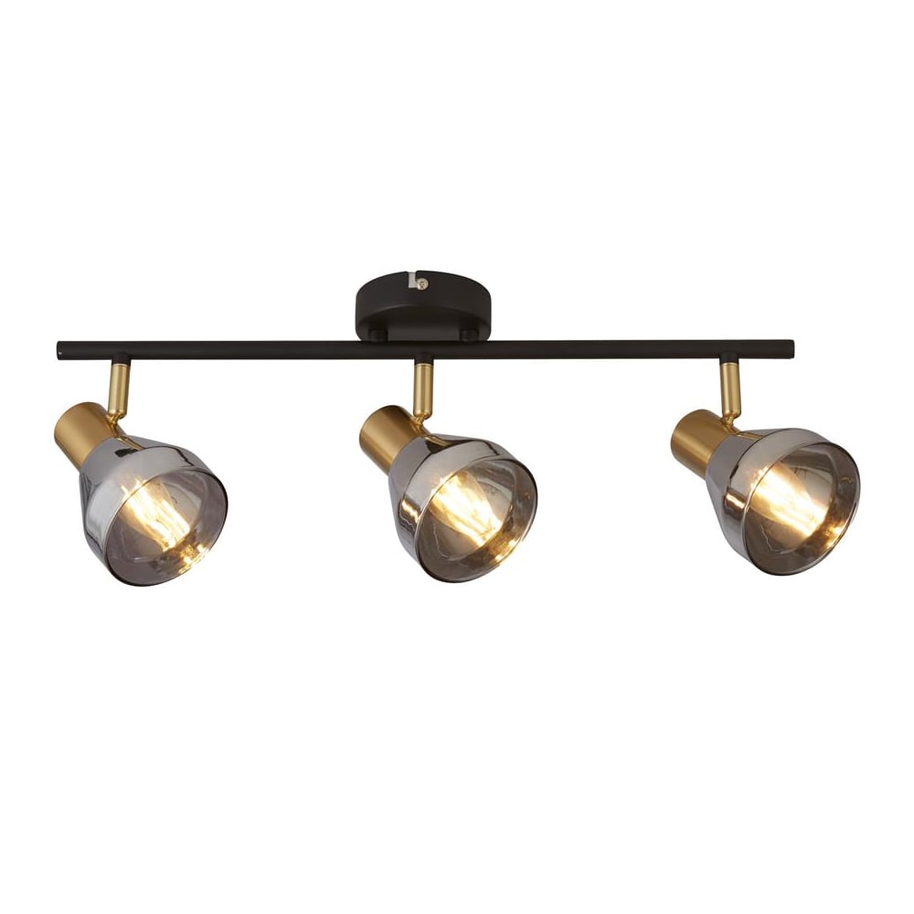 Product photograph of Westminister 3 Light Smoked Glass Spotlight In Black And Brass from Furniture in Fashion